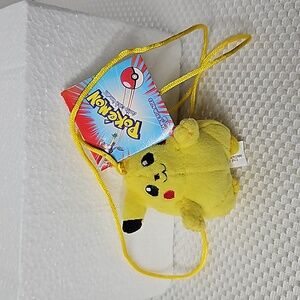 VINTAGE POKEMON PIKACHU TRI-STAR KEYCHAIN -NECKLACE 1999-WITH TAG